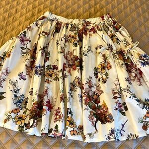 Christina Rhoho Girls Ivory Floral Cotton Skirt with Botanical Print. Size 12.
